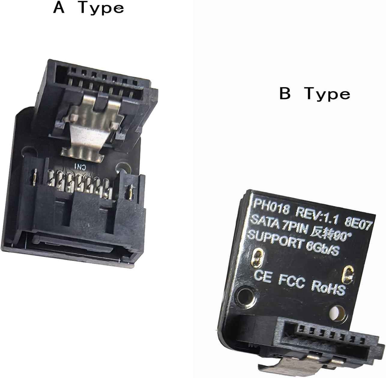 WLGQ SATA Right Angle Adapter - Male to Female 90 Degree Type A & Type B, 2 Pack - WLGQHUB
