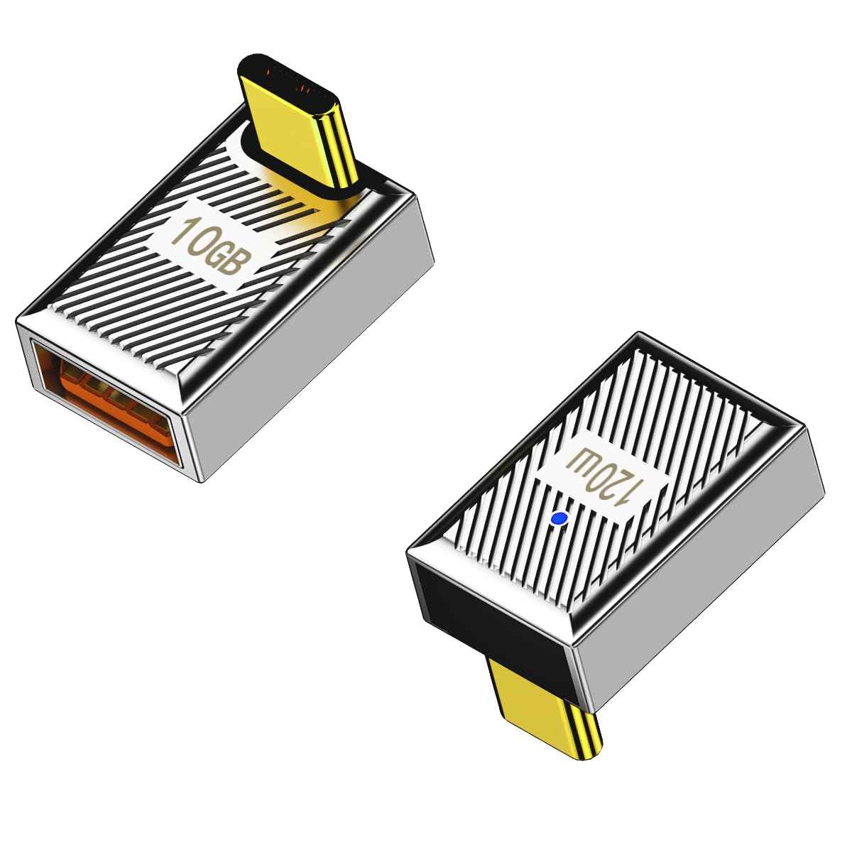 WLGQ USB Type C to A Elbow Adapter - 120W Charging, 10Gbps Data Transfer, Aluminum Alloy Right Angle Design - WLGQHUB
