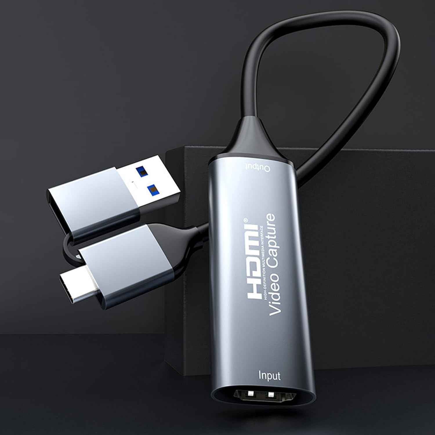 WLGQ HDMI Video Capture Card for 1080P 60FPS Live Streaming & Gaming - Plug & Play HDMI to USB 3.0 & USB-C for DSLR, Camcorder, PC, Mac, Tablet - Low Latency - 1 Pack - WLGQHUB