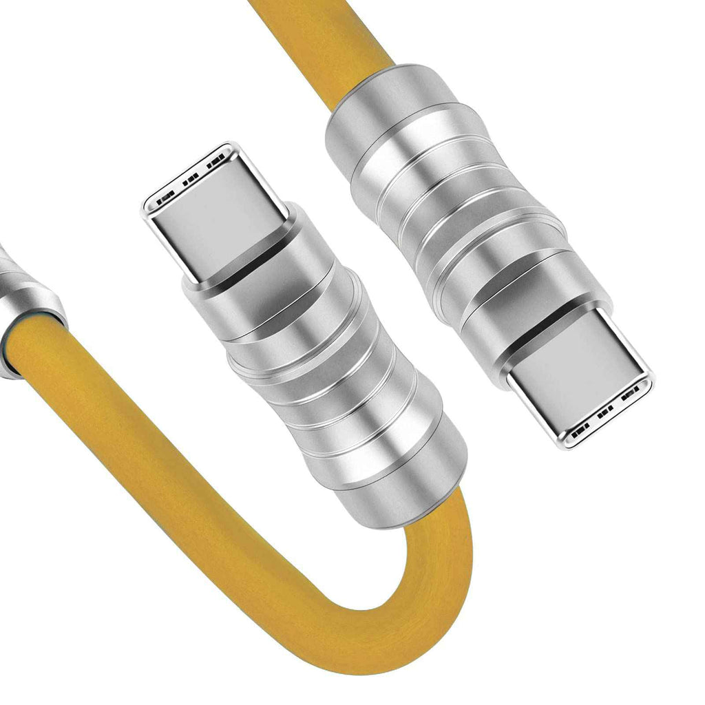 WLGQ Geek Industrial Custom USB-C Fast Charging Cable - 3.3Ft USB-C to USB-C PD 100W, Skin-Friendly Silicone with Metal Plug for Laptop, Tablet, and Phone (Blue) - WLGQHUB