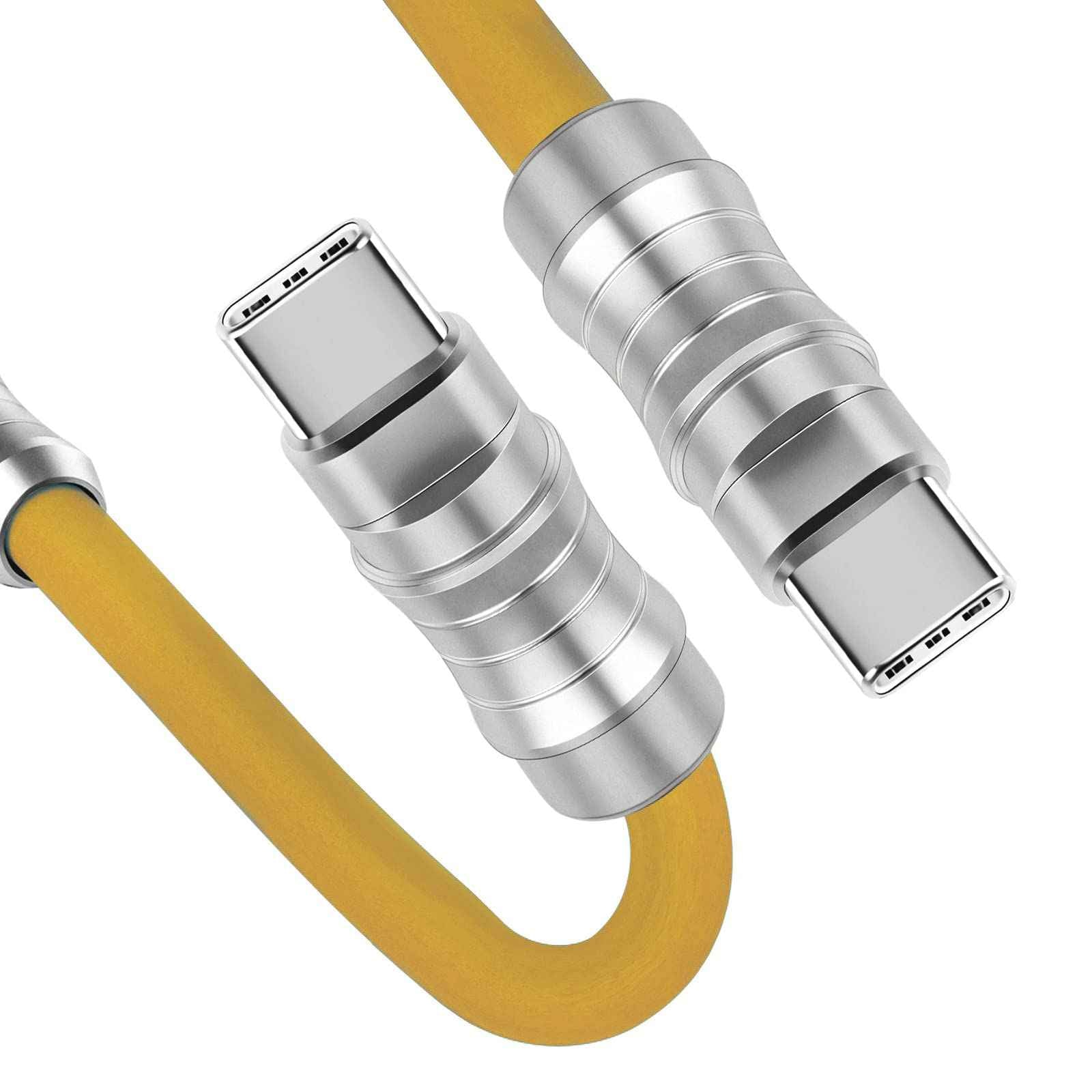 WLGQ Geek Industrial Custom USB-C Fast Charging Cable - 3.3Ft USB-C to USB-C PD 100W, Skin-Friendly Silicone with Metal Plug for Laptop, Tablet, and Phone (Blue) - WLGQHUB