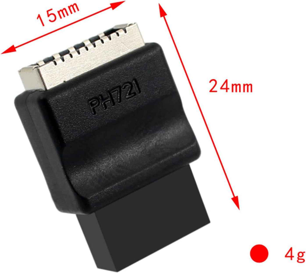 WLGQ USB 2.0 9Pin to Type-E Adapter for Motherboards - Black - WLGQHUB