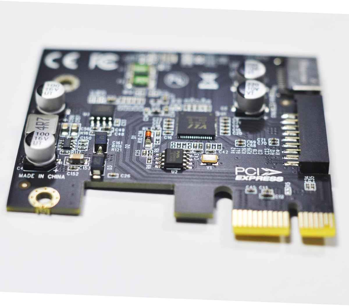 WLGQ PCI-E USB 3.2 Adapter Card - 1X to USB 3.2 GEN1 5Gbps Type-E + IDC 19Pin USB A Female Socket Expansion - WLGQHUB