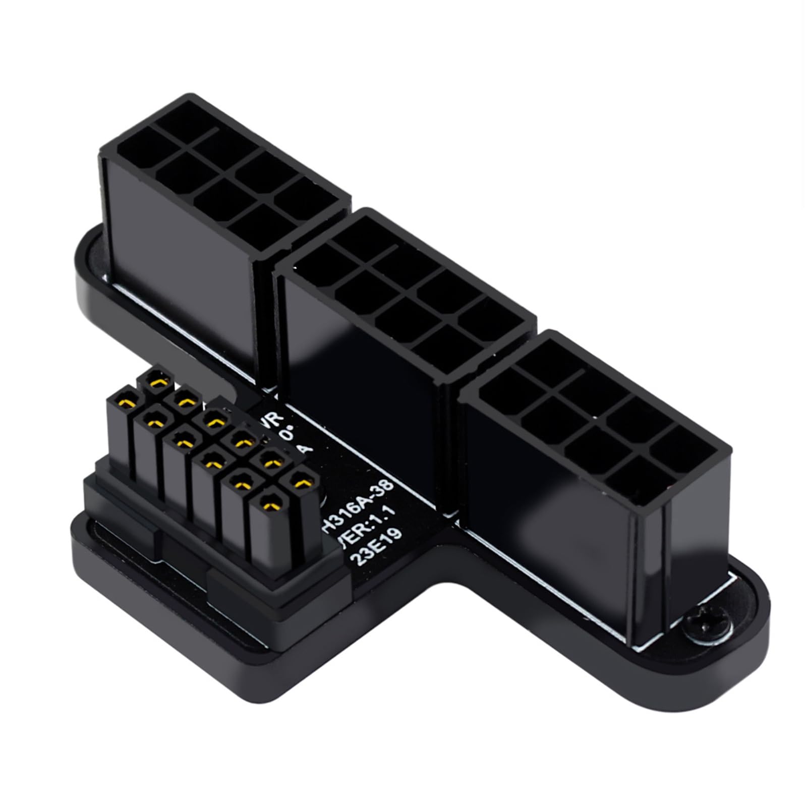 WLGQ ATX 3.0 12VHPWR Adapter - 16Pin to 3x 8-Pin PCIe 5.0 Graphics Card Power Adapter, 600W, 180° Aluminum Alloy, Black - WLGQHUB