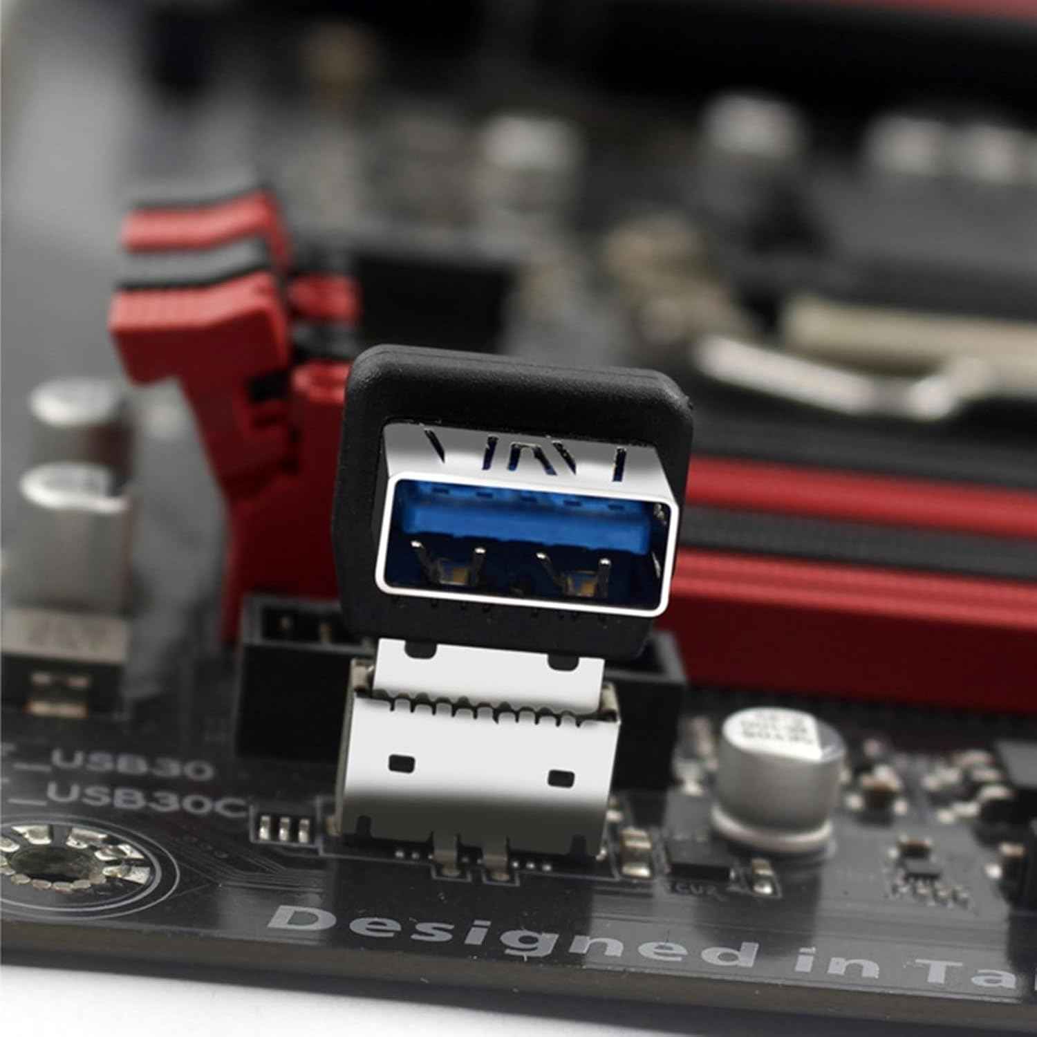 WLGQ USB Type-E to USB 3.0 Adapter - 90 Degree Right Angle Internal Header Converter for Motherboard Front Panel and PC Case Cable Management - WLGQHUB