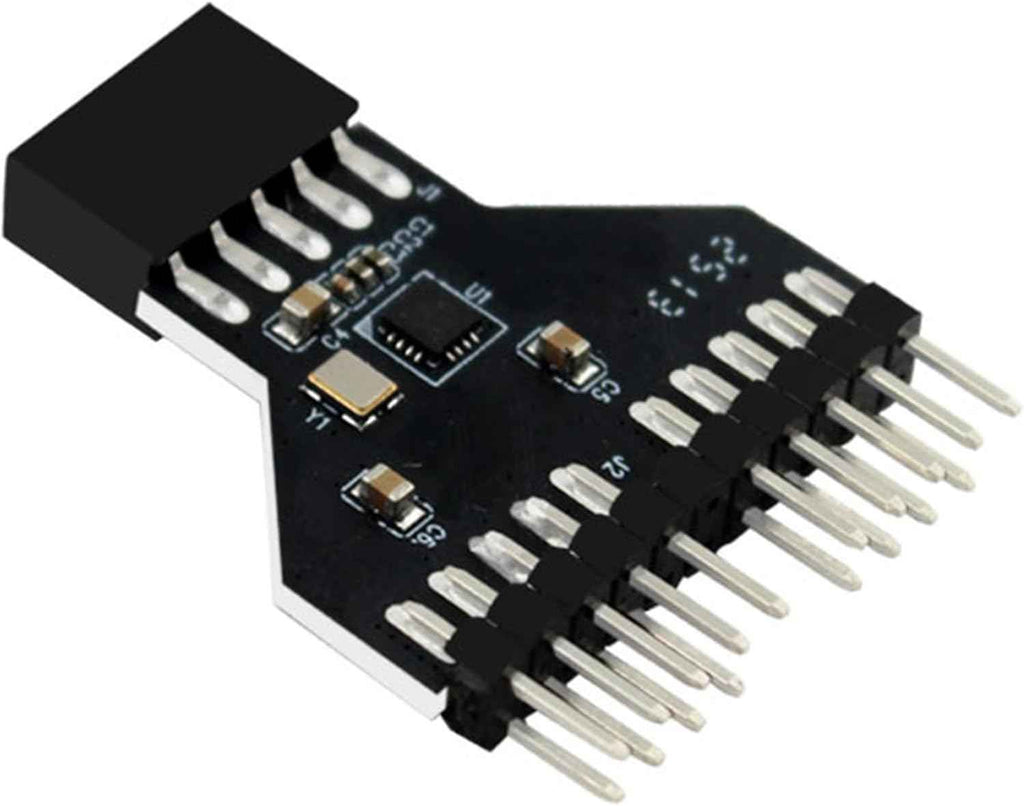 WLGQ USB 2.0 Motherboard Adapter - 9Pin Header to Dual Port Internal USB Splitter, Black - WLGQHUB