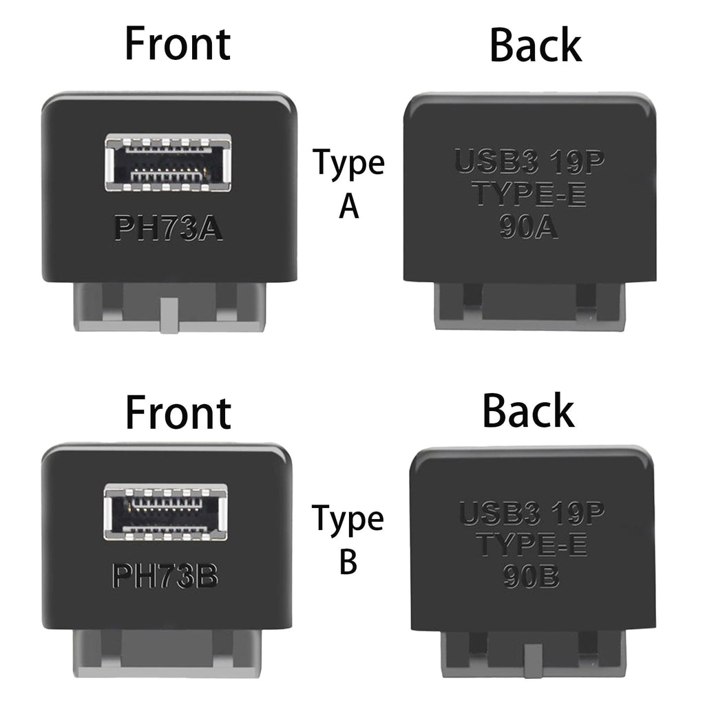 WLGQ USB 3.0 Type E Adapter, Internal USB 3.2 Converter, 19-Pin to TYPE-E, Black - WLGQHUB