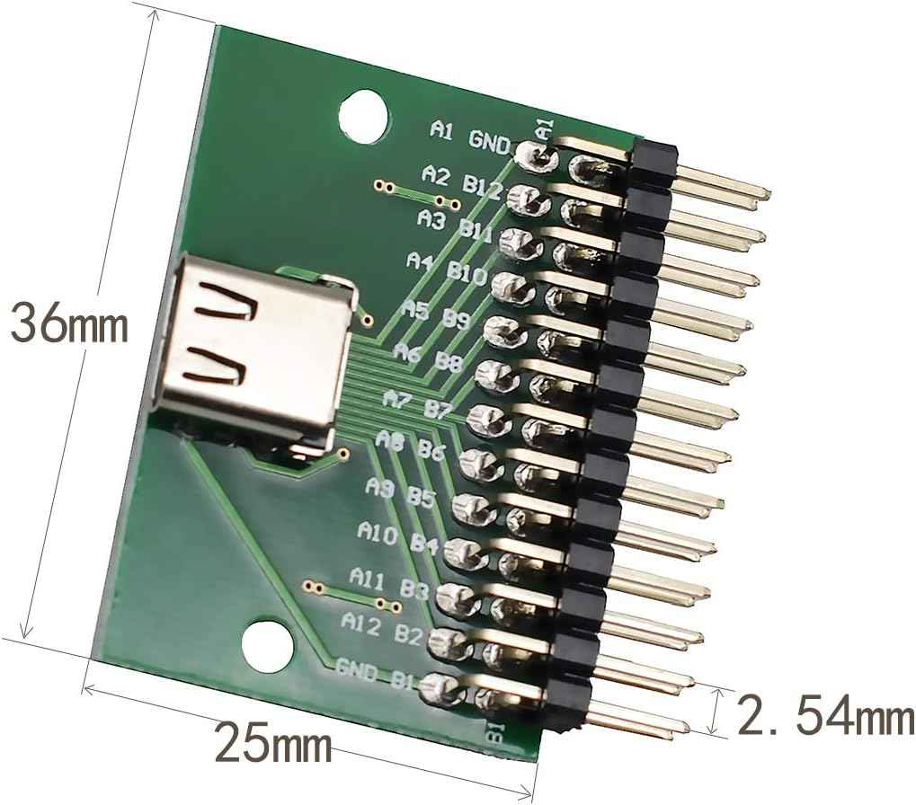 WLGQ USB-C Test Board with PCB Test Socket | 2.54mm Pitch Header | USB 3.1 Type-C Motherboard Diagnostic Tool for Electronics Engineers - WLGQHUB