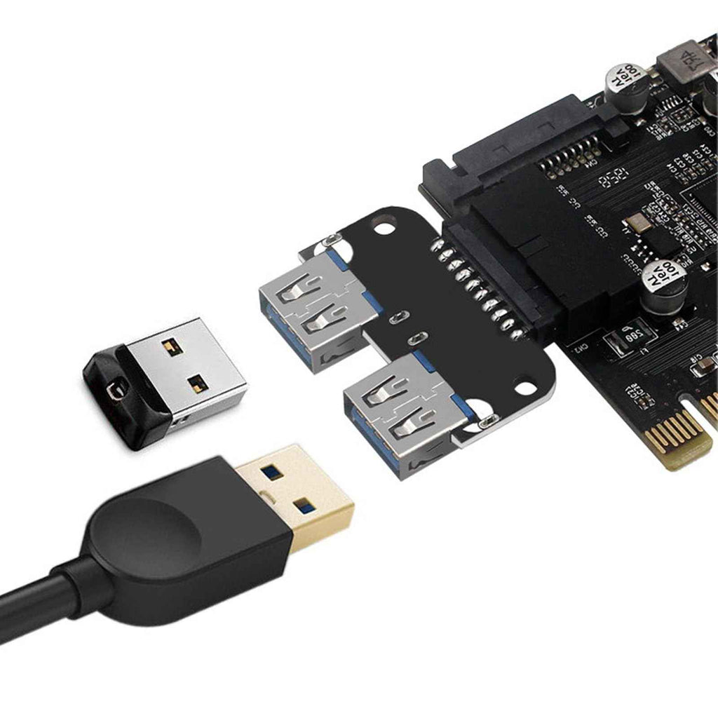 WLGQ USB 3.0 Dual Port Adapter – 19/20 PIN to Dual USB 3.0 Female Header for PC Motherboard Expansion (A) - WLGQHUB