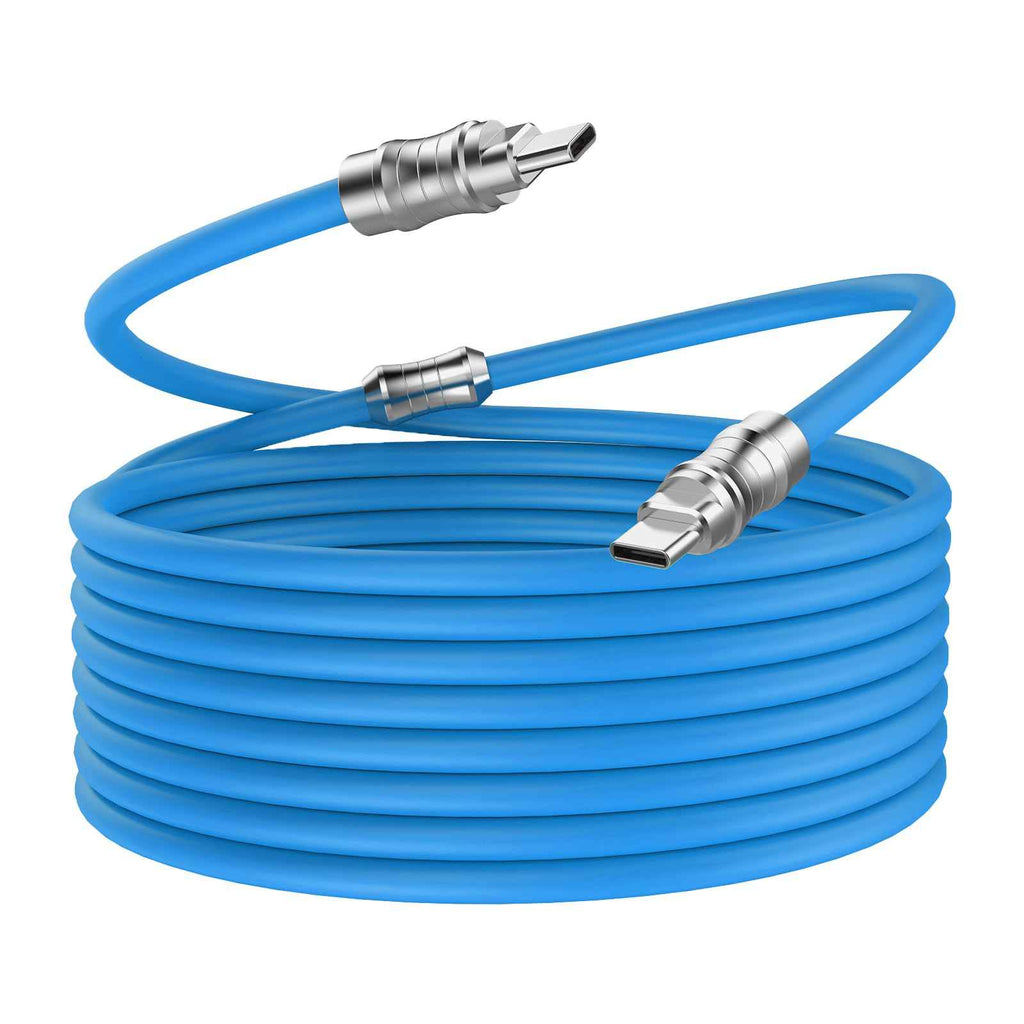 WLGQ Geek Industrial Custom USB-C Fast Charging Cable - 3.3Ft USB-C to USB-C PD 100W, Skin-Friendly Silicone with Metal Plug for Laptop, Tablet, and Phone (Blue) - WLGQHUB