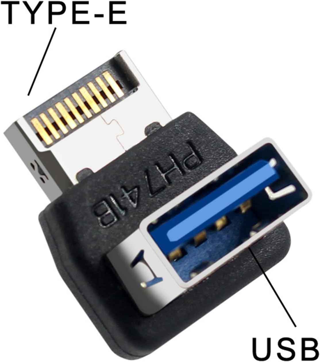 WLGQ USB Type-E to USB 3.0 Adapter - 90 Degree Right Angle Internal Header Converter for Motherboard Front Panel and PC Case Cable Management - WLGQHUB