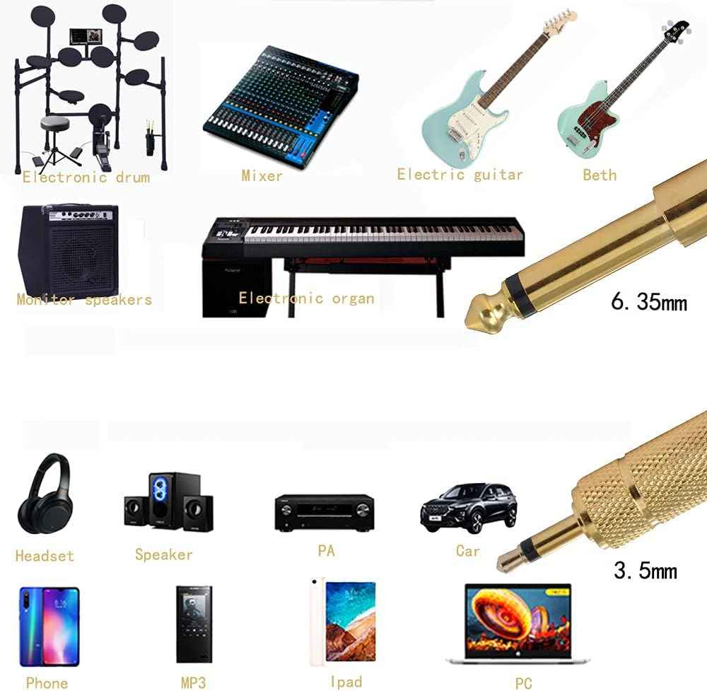 WLGQ 6.35mm to 3.5mm Stereo Adapter - All Metal Gold-Plated 1/4in Male to 1/8in Female for Aux Cable, Guitar Amplifier, Digital Piano, Amp, Mixer, Headphones - WLGQHUB