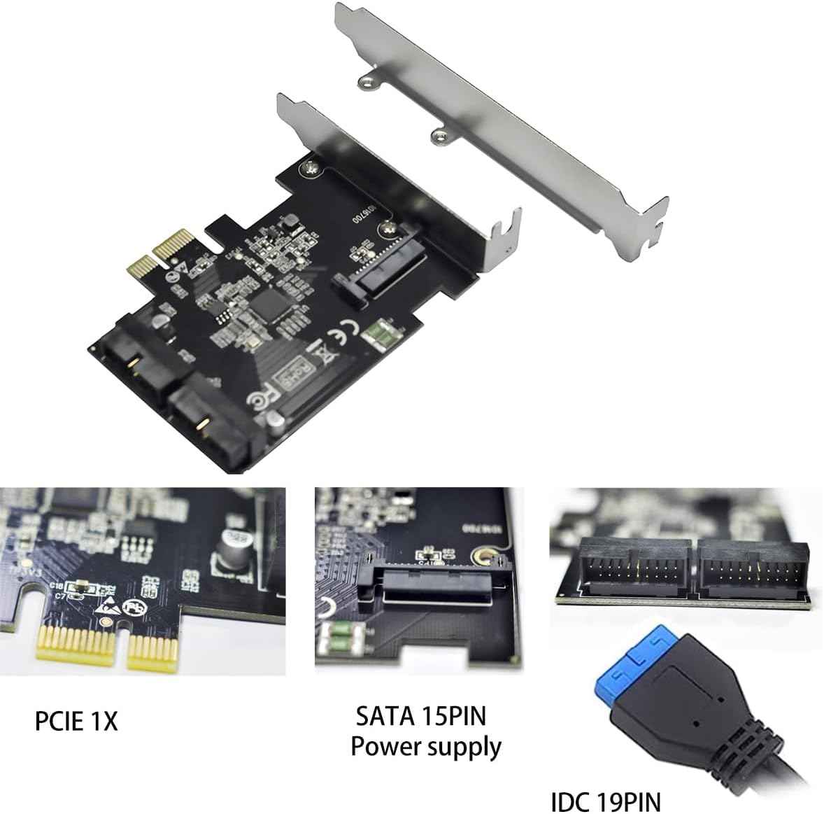 WLGQ PCI-E USB 3.0 Adapter Card - X1 to 2 Ports Dual 20 Pin IDC19 Pin PCI Express - WLGQHUB