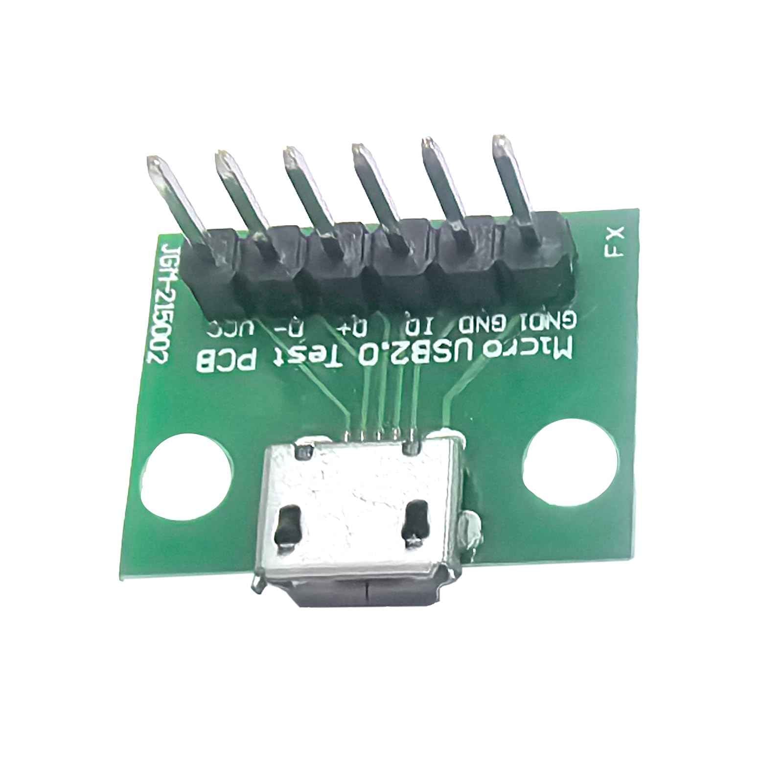 WLGQ Micro USB 2.0 Breakout Board - 6-Pin Test PCB Interface, 10 Pack for Easy Connections - WLGQHUB
