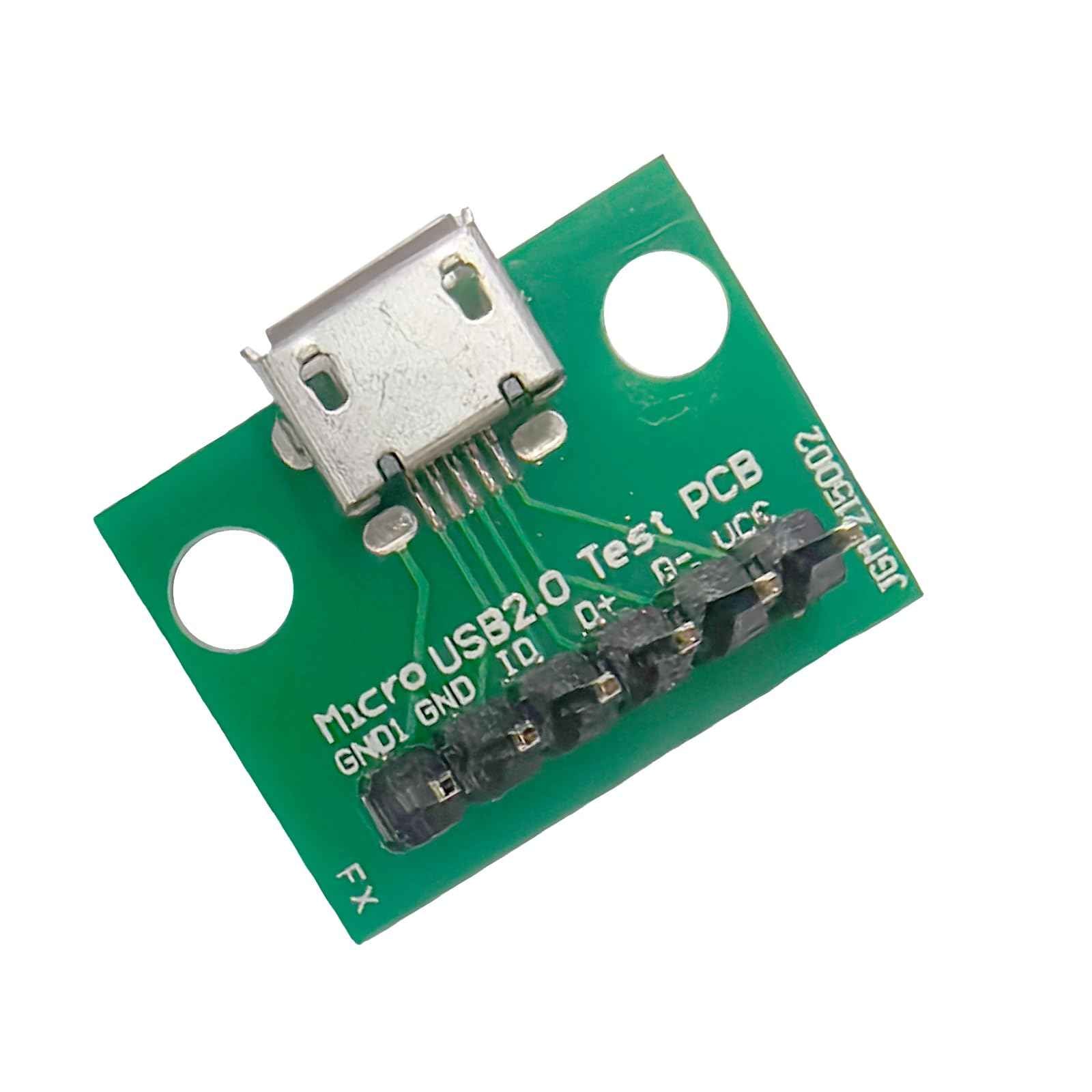 WLGQ Micro USB 2.0 Breakout Board - 6-Pin Test PCB Interface, 10 Pack for Easy Connections - WLGQHUB