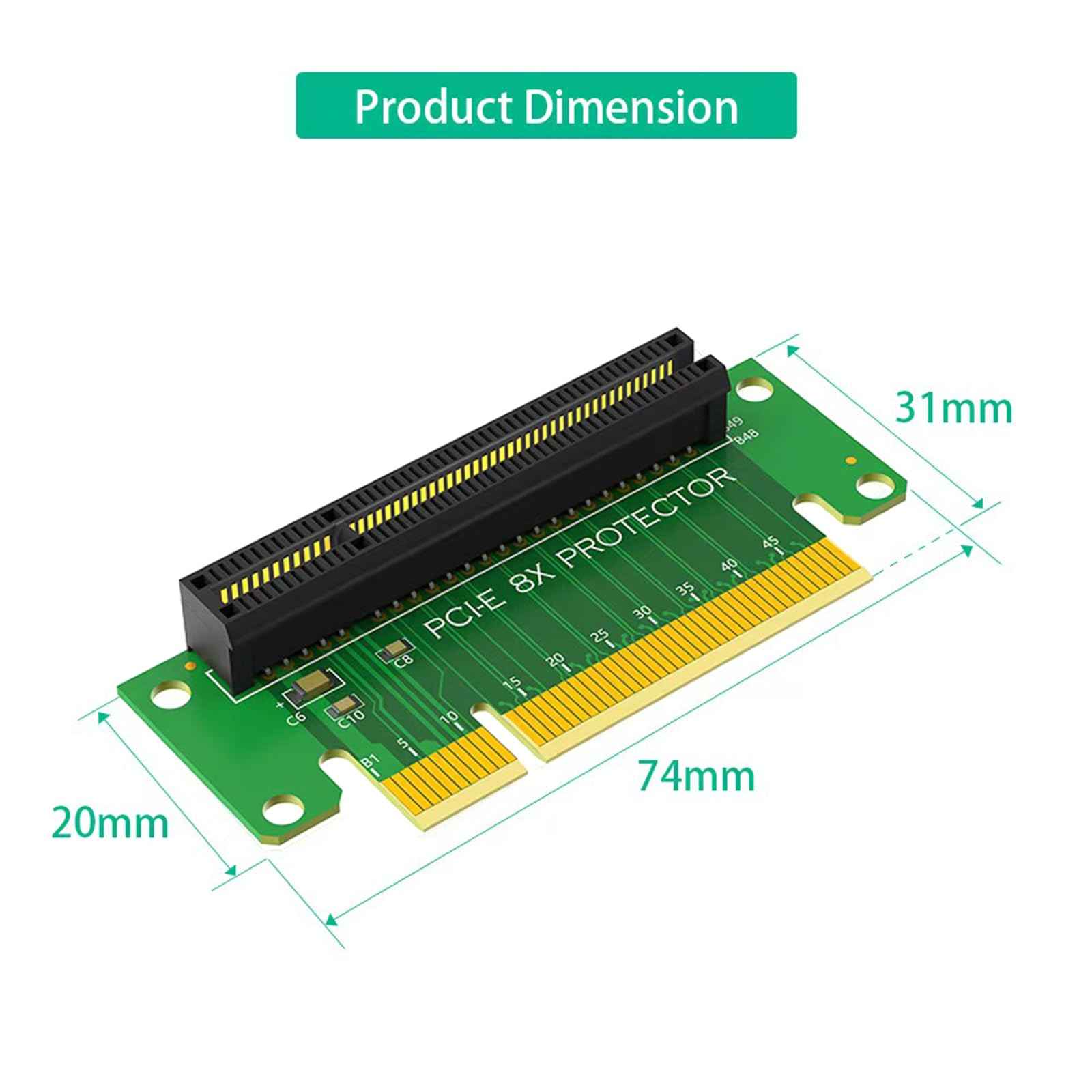 WLGQ PCIe X8 Riser Card Male to Female Adapter, PCI Express 8X Left 90 Degree for Server, Desktop, and Bitcoin Mining Machines - WLGQHUB