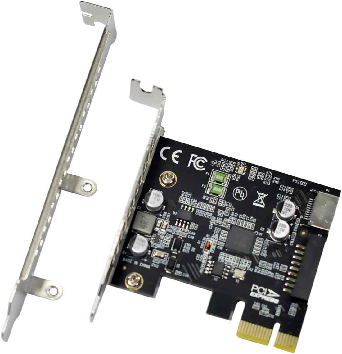 WLGQ PCI-E USB 3.2 Adapter Card - 1X to USB 3.2 GEN1 5Gbps Type-E + IDC 19Pin USB A Female Socket Expansion - WLGQHUB