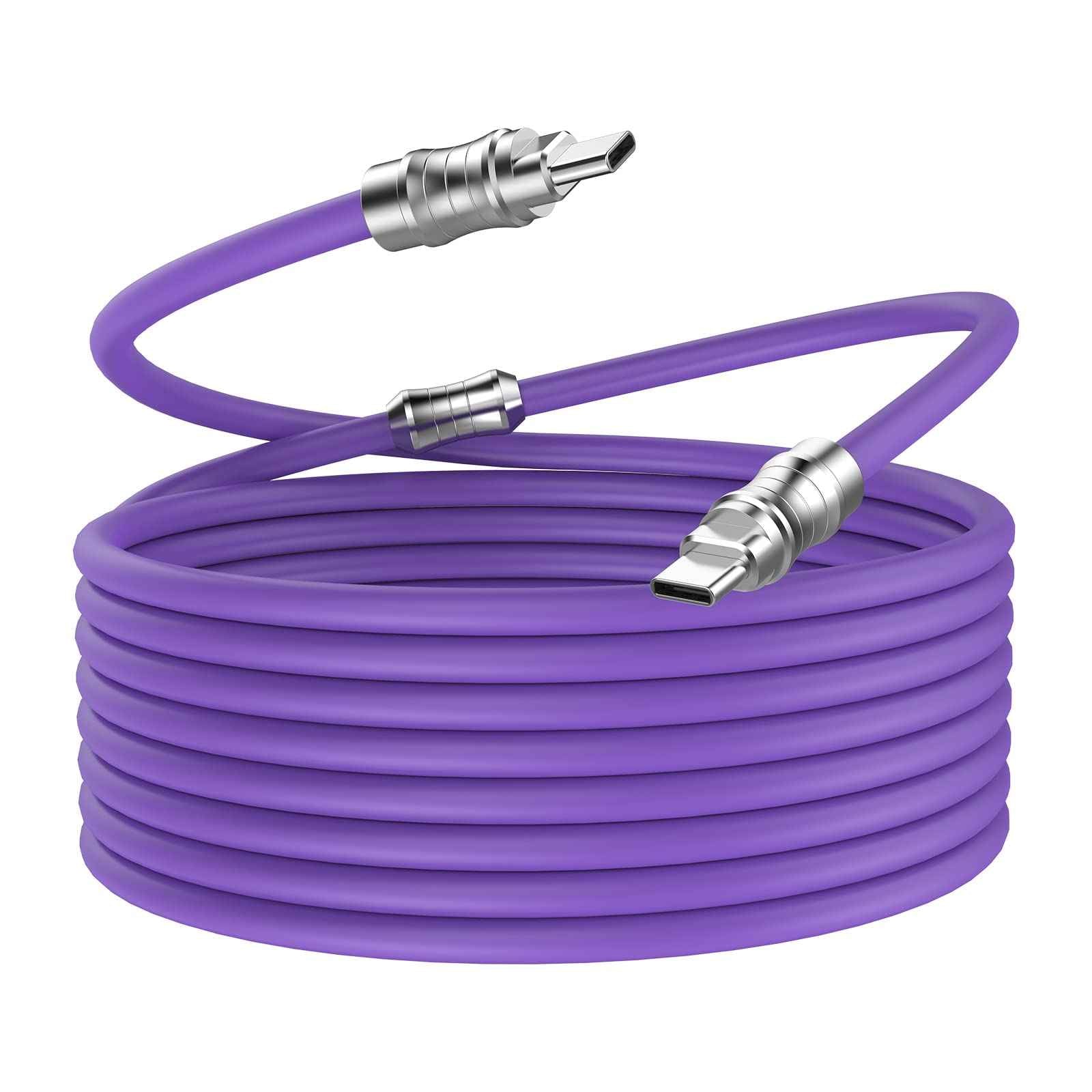 WLGQ Geek Industrial Custom USB-C Fast Charging Cable - 3.3Ft USB-C to USB-C PD 100W, Skin-Friendly Silicone with Metal Plug for Laptop, Tablet, and Phone (Blue) - WLGQHUB