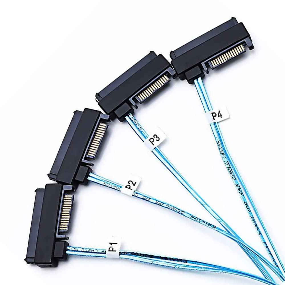 WLGQ Mini SAS to 4X SAS Cable SFF-8643 to SFF-8482 29Pin with SATA 15PIN Power Connector, One to Four, for RAID Controller to HDD 1.6FT - WLGQHUB