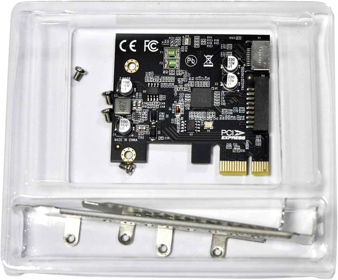 WLGQ PCI-E USB 3.2 Adapter Card - 1X to USB 3.2 GEN1 5Gbps Type-E + IDC 19Pin USB A Female Socket Expansion - WLGQHUB