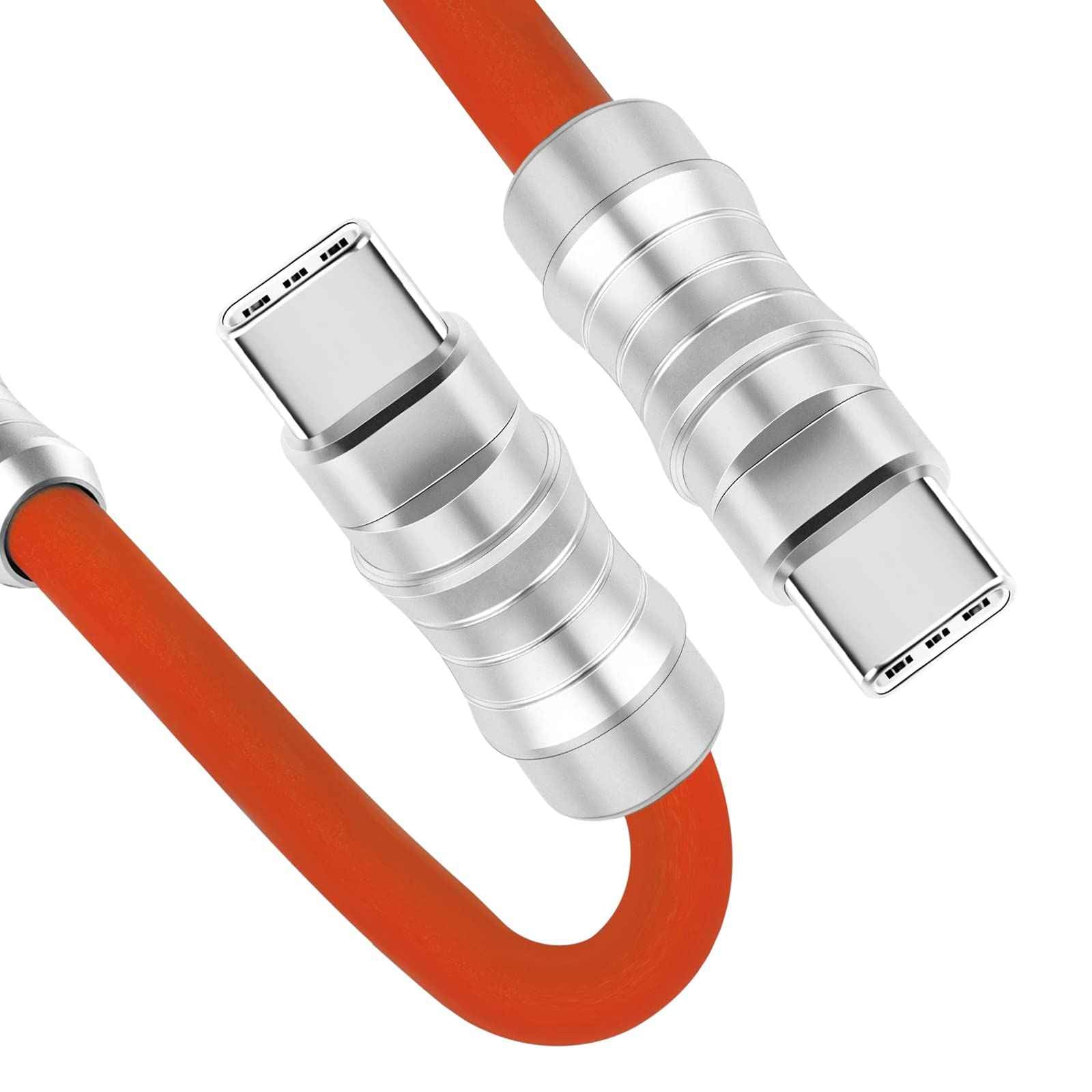WLGQ Geek Industrial Custom USB-C Fast Charging Cable - 3.3Ft USB-C to USB-C PD 100W, Skin-Friendly Silicone with Metal Plug for Laptop, Tablet, and Phone (Blue) - WLGQHUB