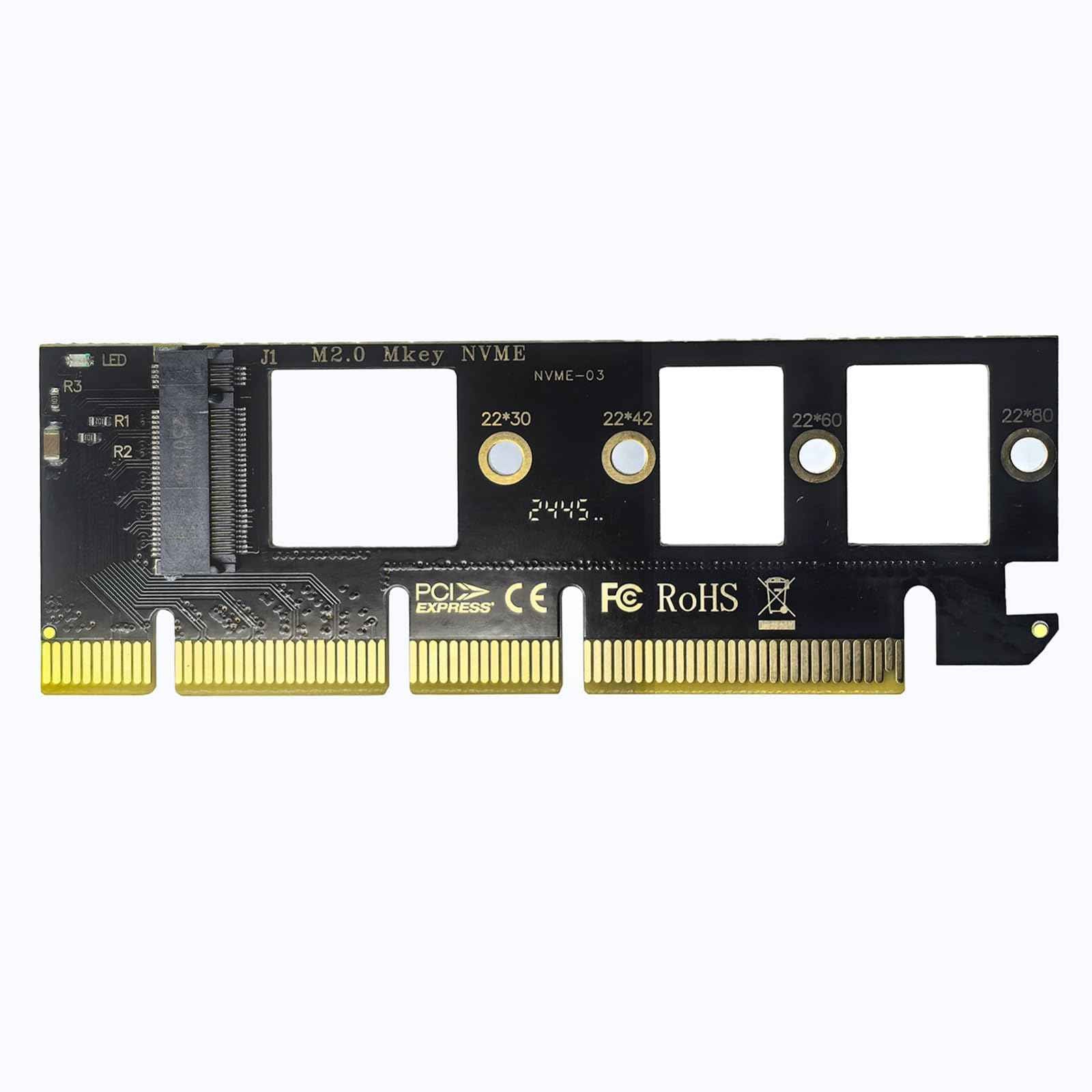 WLGQ M.2 NVMe SSD to PCIe Adapter Card - Black, Supports 2230/2242/2260/2280 - WLGQHUB