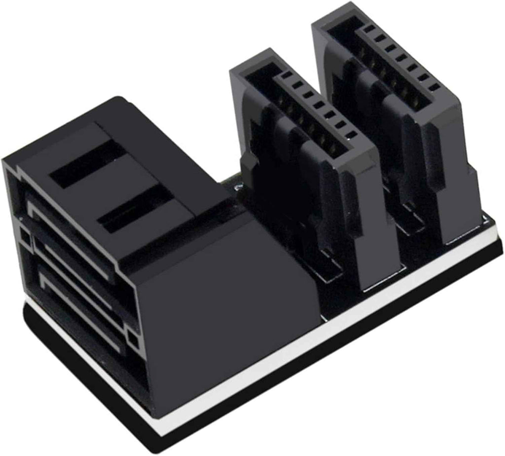 WLGQ Double-Layer SATA Adapter 7-Pin Male to Female 90-Degree, Dual Port Simultaneous Direction Switch, EVA Coated Insulated - WLGQHUB
