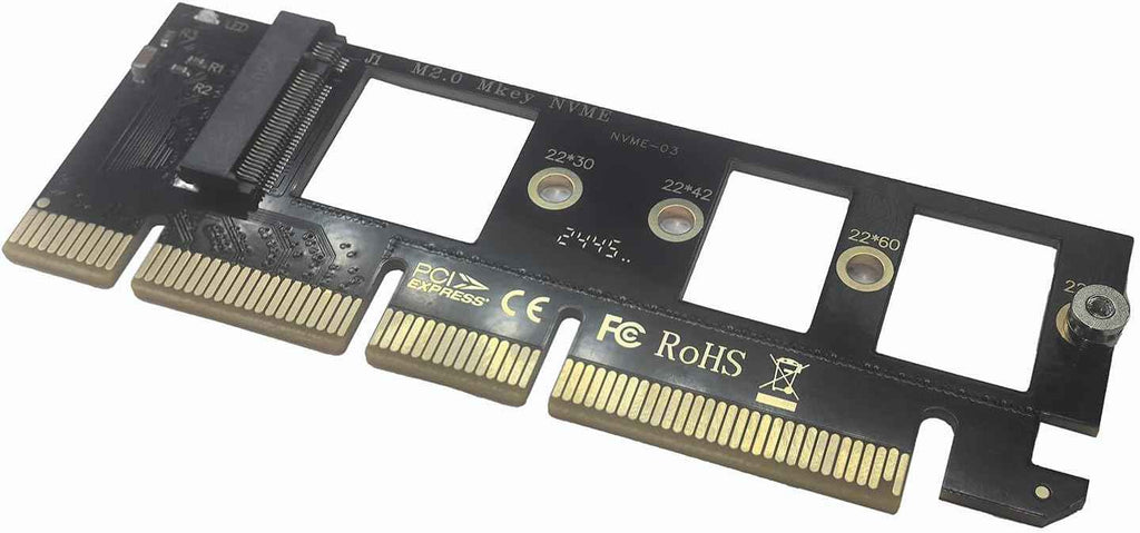 M.2 NVMe SSD PCIe X16 Adapter Card with Red Aluminum Heatsink and Thermal Silicone Cooling Solution - WLGQHUB