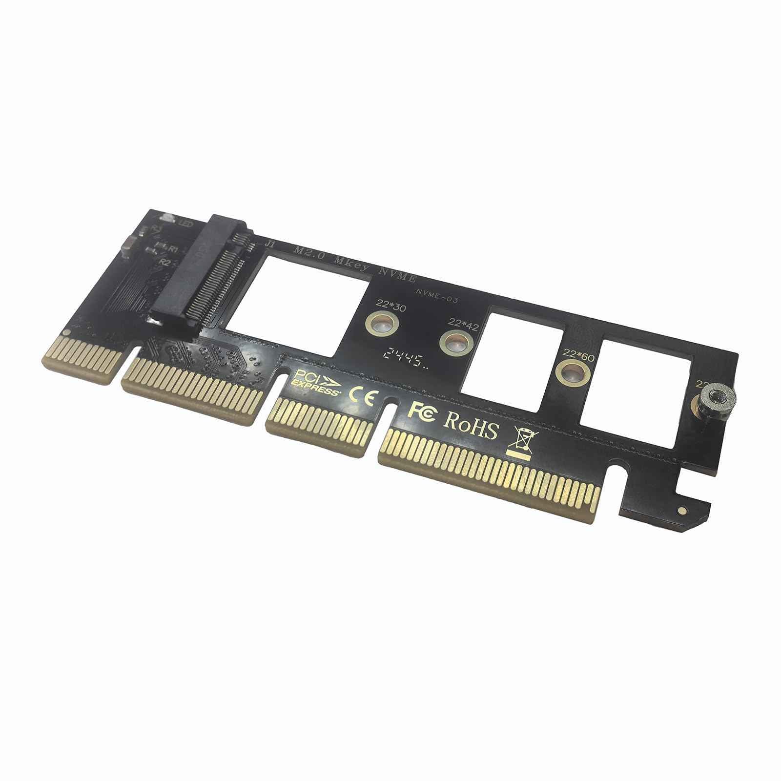 WLGQ M.2 NVMe SSD to PCIe Adapter Card - Black, Supports 2230/2242/2260/2280 - WLGQHUB