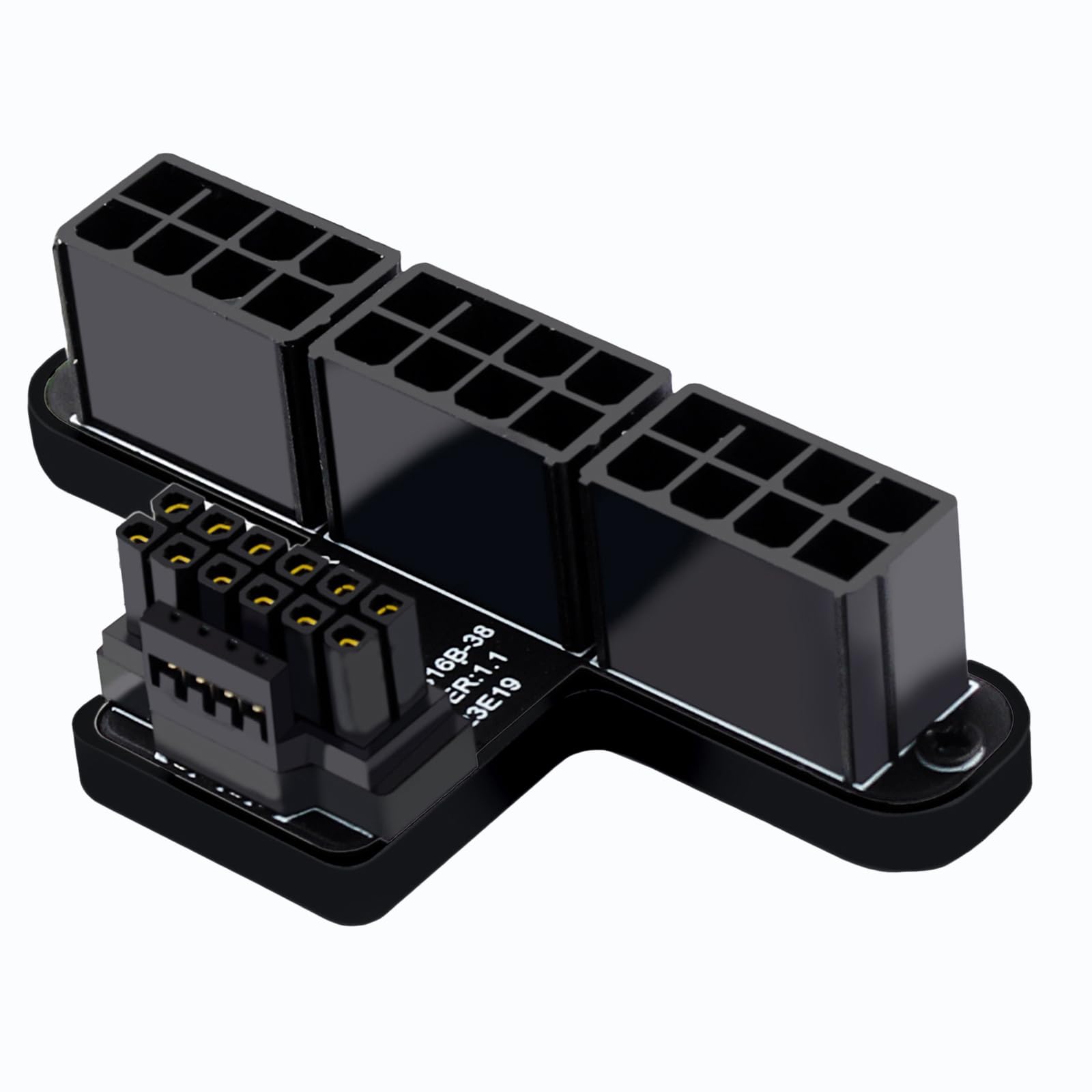 WLGQ ATX 3.0 12VHPWR Adapter - 16Pin to 3x 8-Pin PCIe 5.0 Graphics Card Power Adapter, 600W, 180° Aluminum Alloy, Black - WLGQHUB