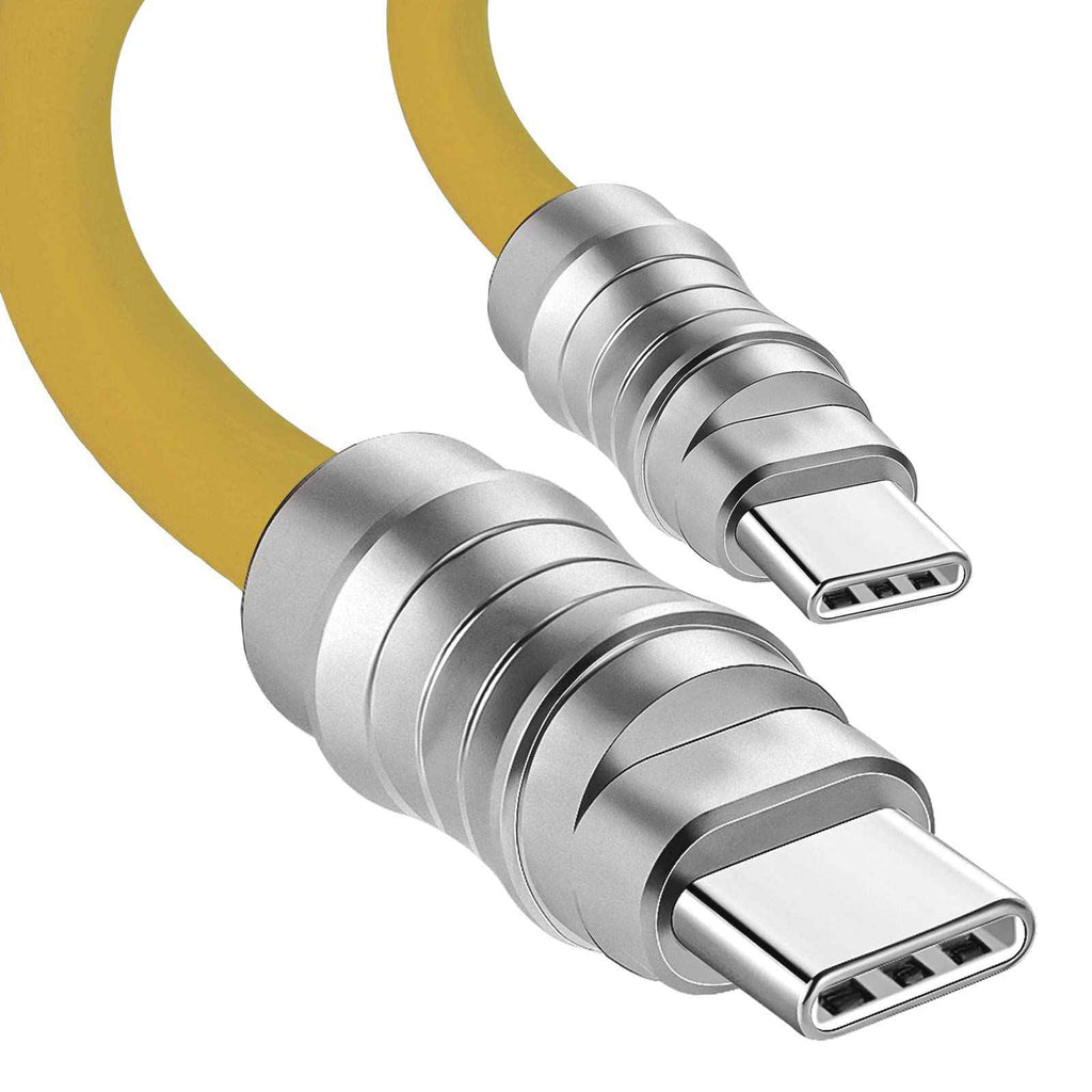 WLGQ Geek Industrial Custom USB-C Fast Charging Cable - 3.3Ft USB-C to USB-C PD 100W, Skin-Friendly Silicone with Metal Plug for Laptop, Tablet, and Phone (Blue) - WLGQHUB