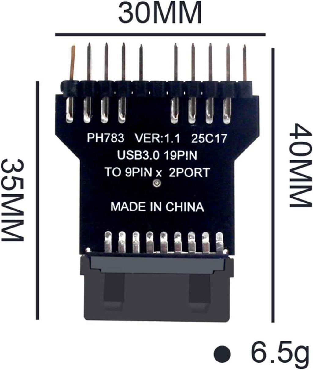 WLGQ USB 3.0 to USB 2.0 Adapter - 19/20 PIN to Dual Motherboard 9PIN Converter, Black PCB Board - WLGQHUB