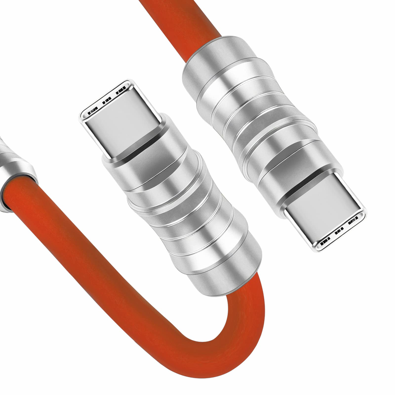 WLGQ Geek Industrial Custom USB-C Fast Charging Cable - 3.3Ft USB-C to USB-C PD 100W, Skin-Friendly Silicone with Metal Plug for Laptop, Tablet, and Phone (Blue) - WLGQHUB