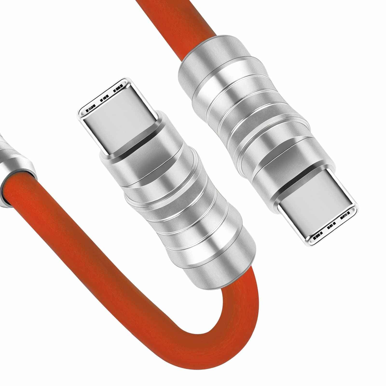 WLGQ Geek Industrial Custom USB-C Fast Charging Cable - 3.3Ft USB-C to USB-C PD 100W, Skin-Friendly Silicone with Metal Plug for Laptop, Tablet, and Phone (Blue) - WLGQHUB