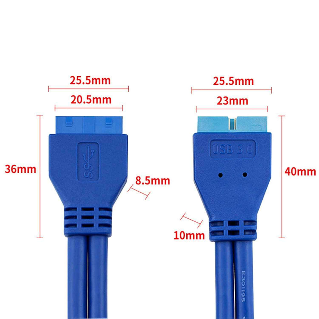 WLGQ USB 3.0 Internal Extension Cable 19/20-Pin Male to Female (0.2m) - High-Speed 5Gbps for Motherboard Headers and Front Panel Ports - WLGQHUB