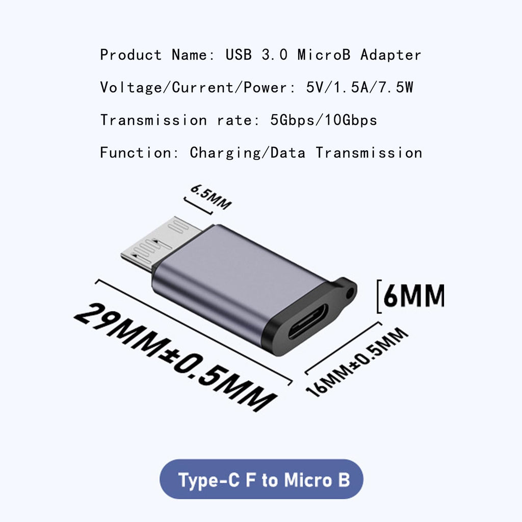 WLGQ USB Micro B to A Adapter - 5Gbps Converter for External Hard Drive, SSD, Camera - OTG Support, Gray (3-Pack) - WLGQHUB
