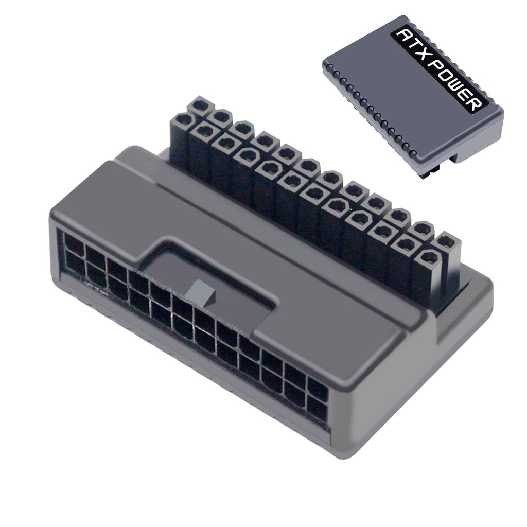WLGQ ATX 24 Pin Right Angle Adapter - 90 Degree Male to Female Connector with Protective Shell for PC Motherboard Power Supply - WLGQHUB