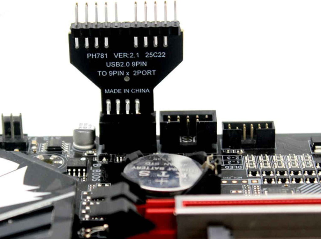 WLGQ USB 2.0 Motherboard Adapter - 9Pin Header to Dual Port Internal USB Splitter, Black - WLGQHUB