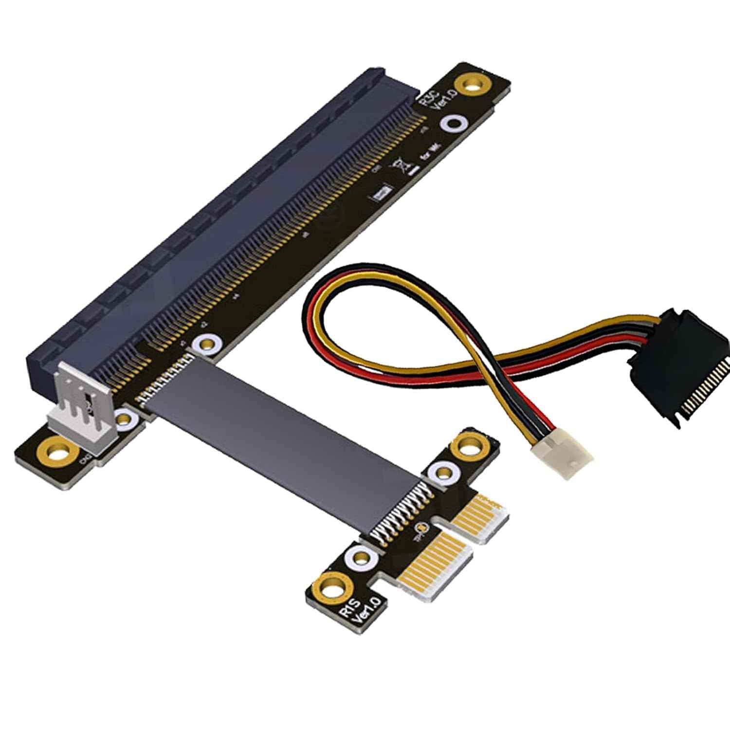 WLGQ PCIe Riser Cable for Mining Rig - x1 to x16 Adapter 0.2m , Black - WLGQHUB