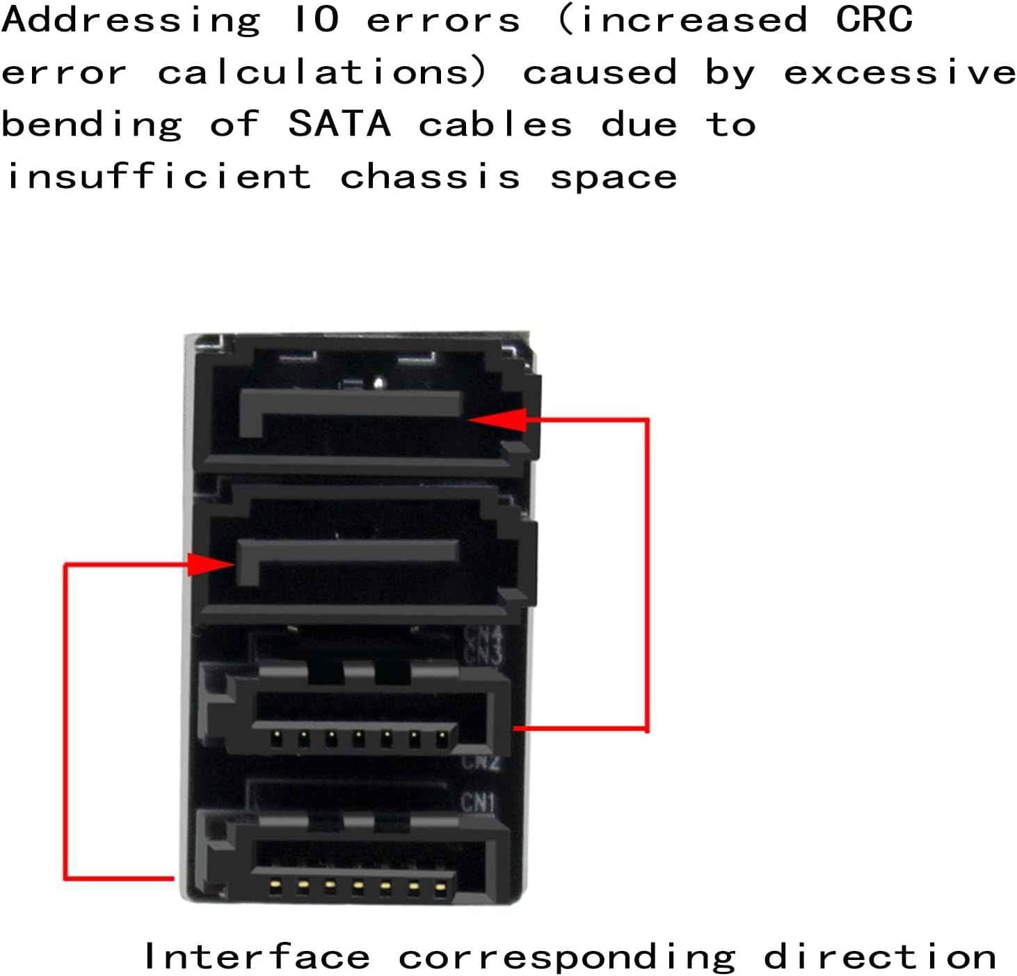WLGQ Double-Layer SATA Adapter 7-Pin Male to Female 180-Degree with 4 Ports, Black Matte Finish, EVA Insulated, Motherboard Adapter - WLGQHUB
