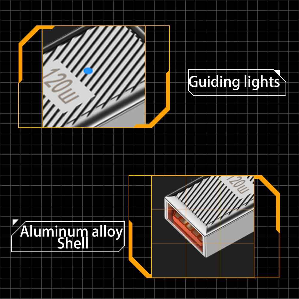 WLGQ USB3.1 Type C Male to A Female Elbow 120w Charging Adapter 10Gbps Aluminum Alloy 90 Degree Shell Right Angle Elbow, USB CM-AF 03 - WLGQHUB