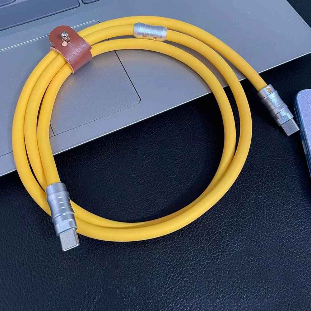 WLGQ Geek Industrial Custom USB-C Fast Charging Cable - 3.3Ft USB-C to USB-C PD 100W, Skin-Friendly Silicone with Metal Plug for Laptop, Tablet, and Phone (Blue) - WLGQHUB