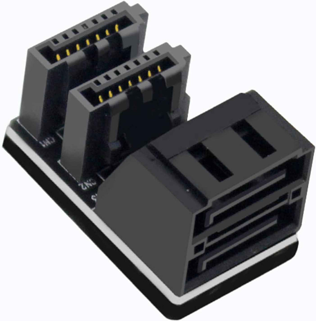 WLGQ Double-Layer SATA Adapter 7-Pin Male to Female 90-Degree, Dual Port Simultaneous Direction Switch, EVA Coated Insulated - WLGQHUB