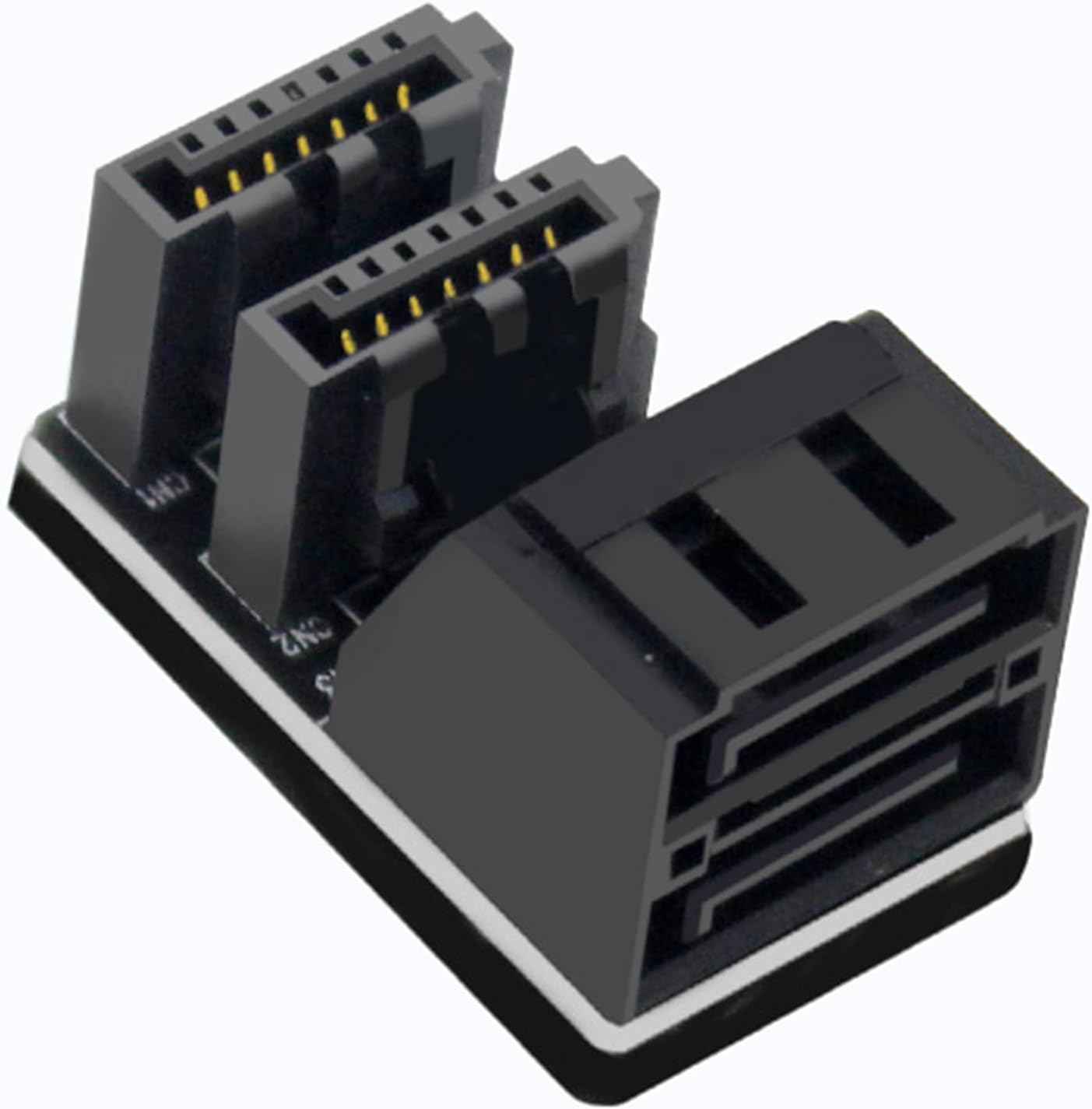 WLGQ Double-Layer SATA Adapter 7-Pin Male to Female 90-Degree, Dual Port Simultaneous Direction Switch, EVA Coated Insulated - WLGQHUB