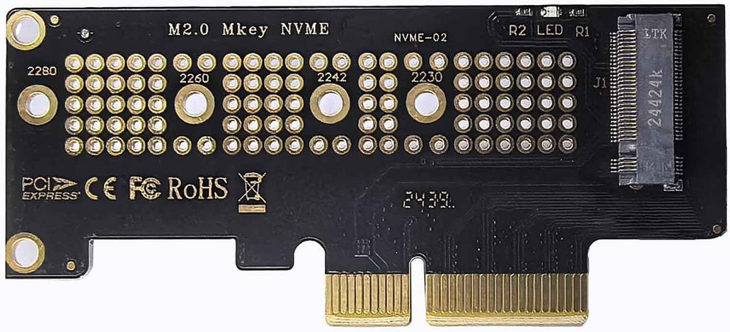 WLGQ M.2 NVMe SSD PCIe Adapter Card - Black, Supports 2230/2242/2260/2280 - WLGQHUB