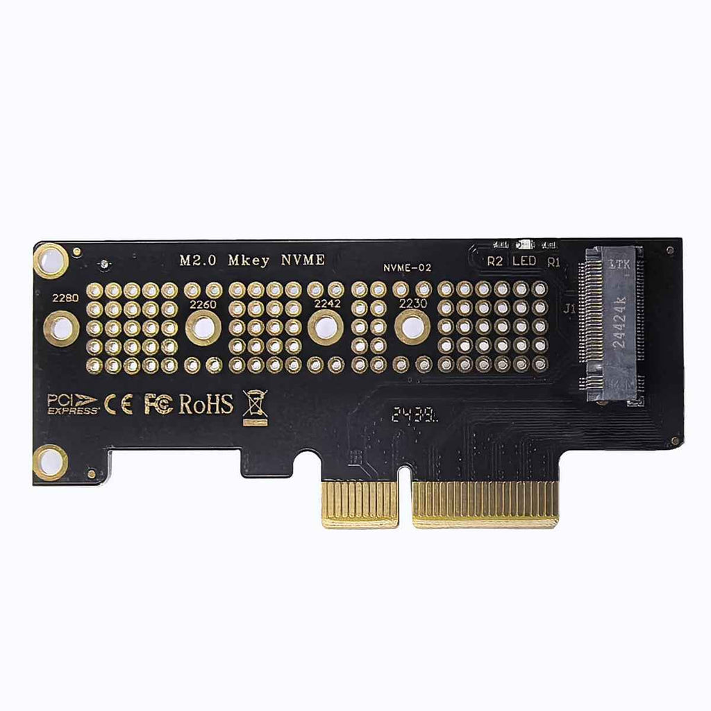 WLGQ M.2 NVMe SSD to PCIe Adapter Card - Black, Supports 2230/2242/2260/2280 - WLGQHUB