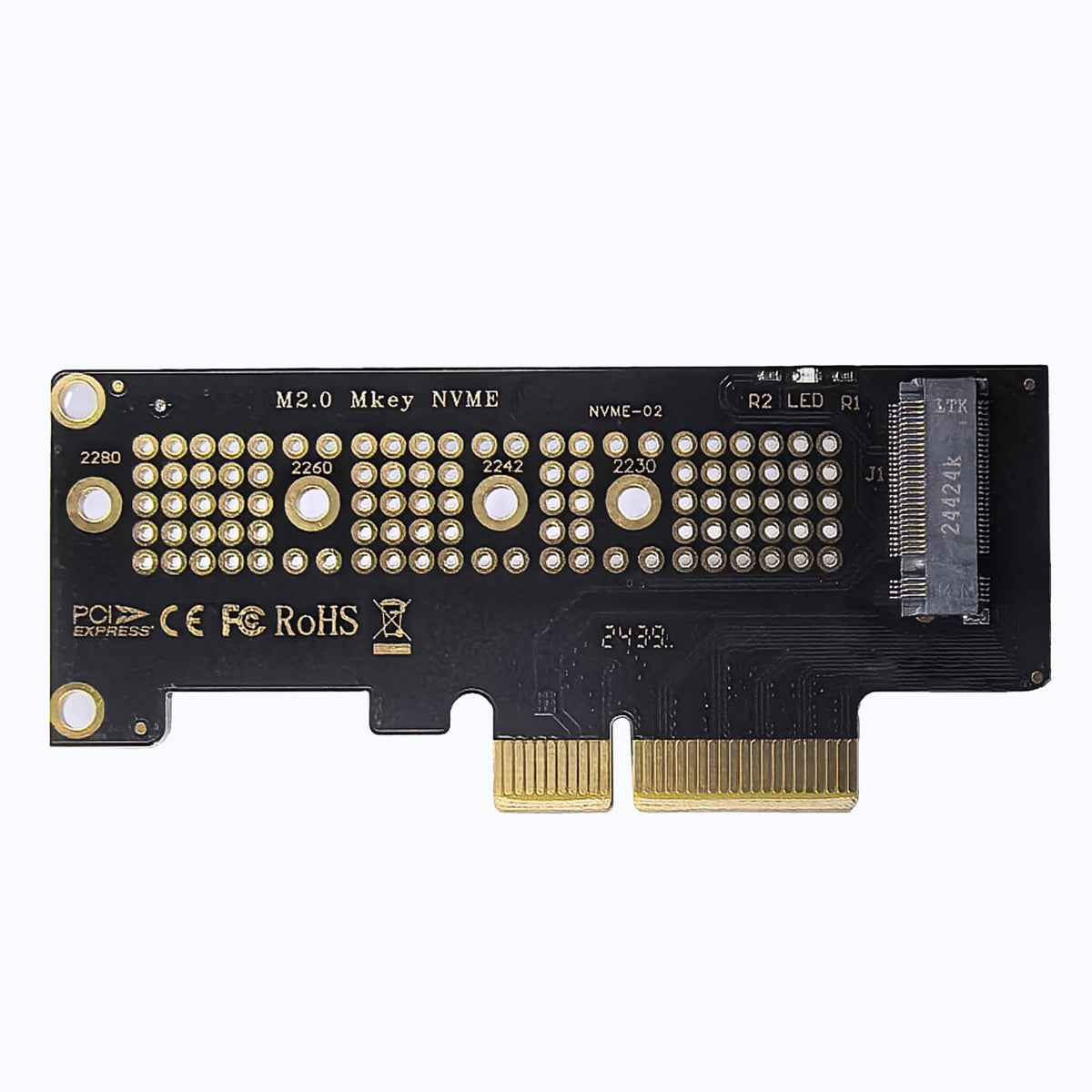WLGQ M.2 NVMe SSD to PCIe Adapter Card - Black, Supports 2230/2242/2260/2280 - WLGQHUB