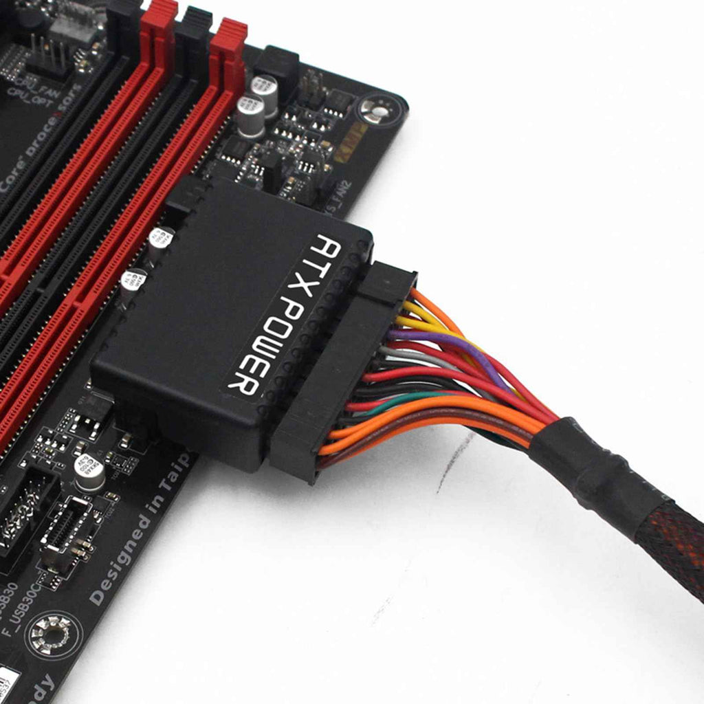 WLGQ ATX 24 Pin Right Angle Adapter - 90 Degree Male to Female Connector with Protective Shell for PC Motherboard Power Supply - WLGQHUB