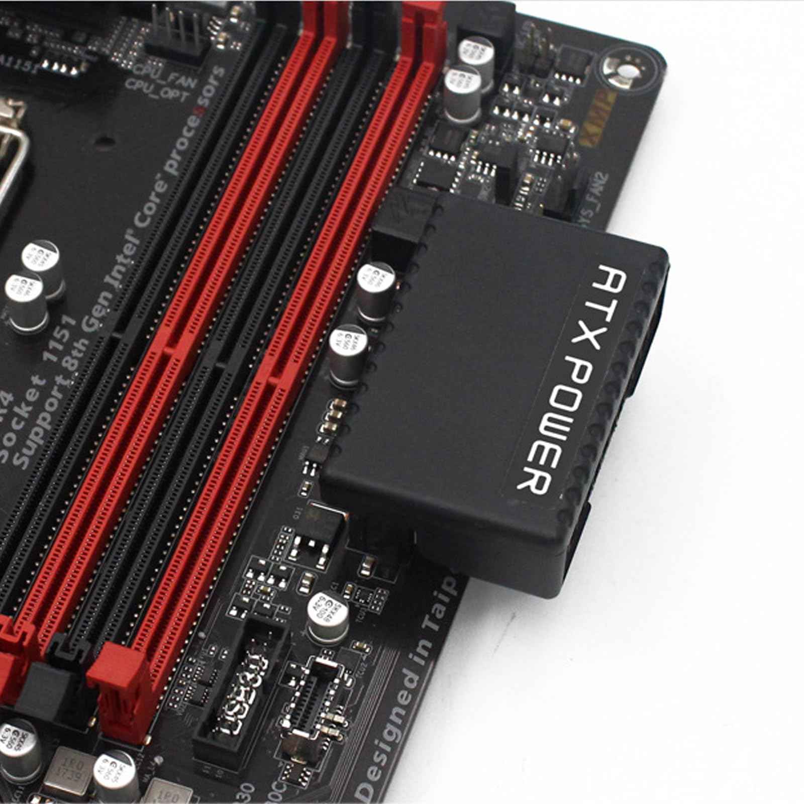 WLGQ ATX 24 Pin Right Angle Adapter - 90 Degree Male to Female Connector with Protective Shell for PC Motherboard Power Supply - WLGQHUB