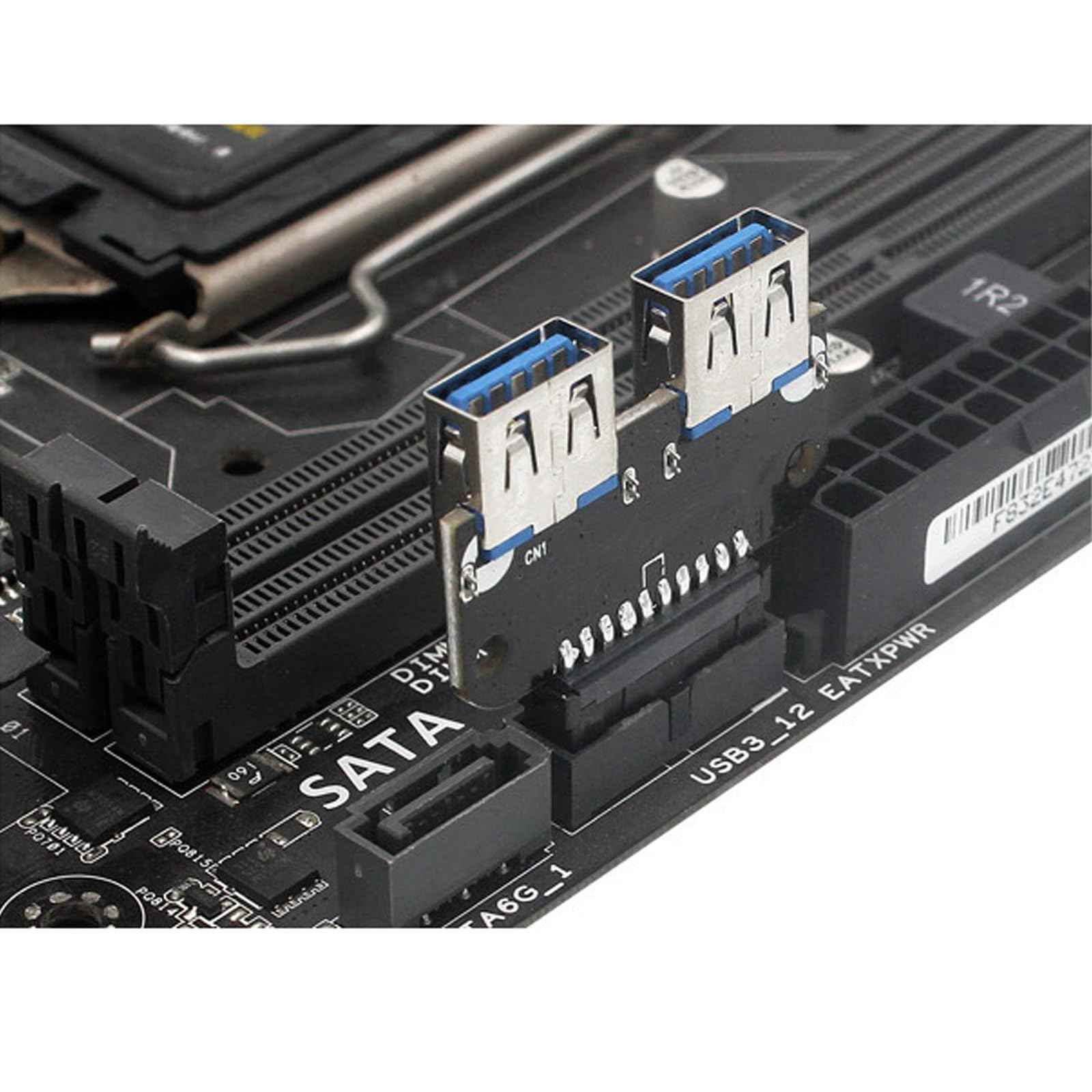 WLGQ USB 3.0 Dual Port Adapter – 19/20 PIN to Dual USB 3.0 Female Header for PC Motherboard Expansion (A) - WLGQHUB